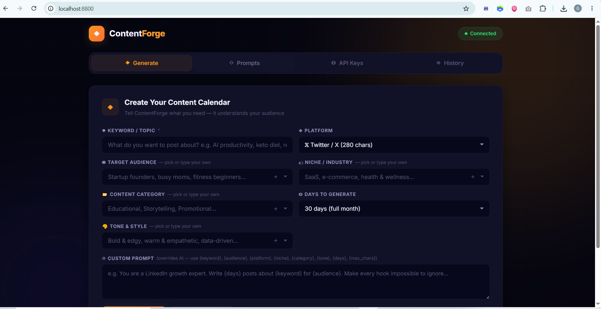 AI Content Factory Dashboard Overview