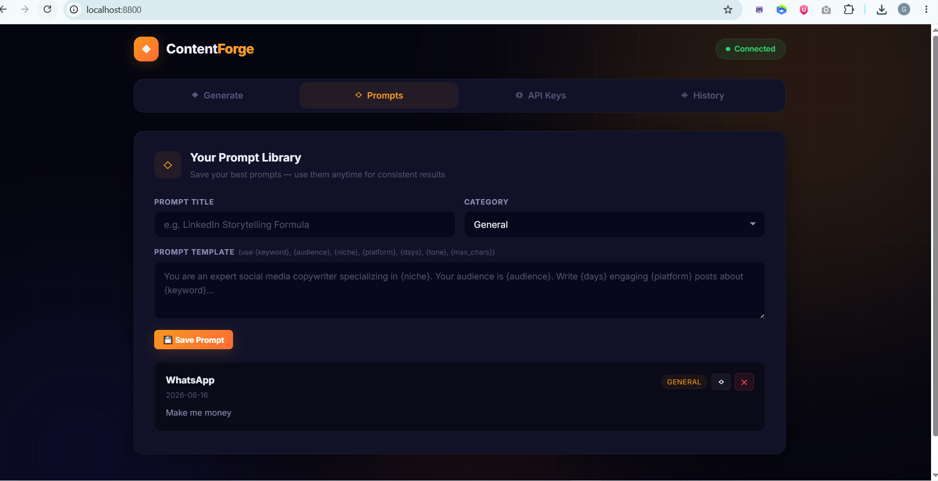 Content generation interface